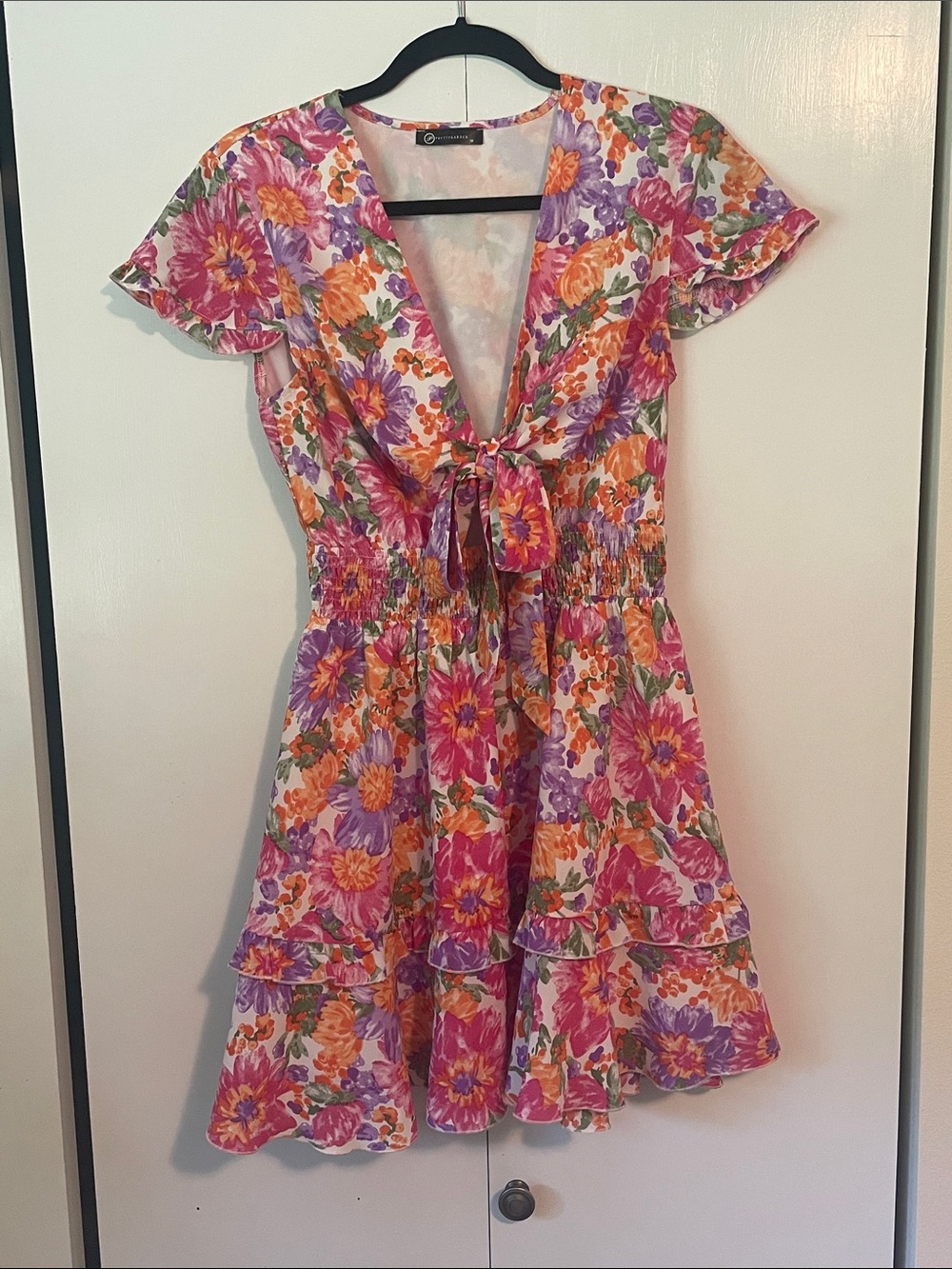 Prettygarden Floral Tie-Front Sundress Size M